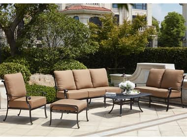 Darlee Outdoor Living Capri Cast Aluminum Antique Bronze 4 Piece Deep Seating Lounge Set DAN201668
