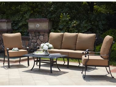 Darlee Outdoor Living Capri Cast Aluminum Antique Bronze 4 Piece Deep Seating Lounge Set DAN2016684PC88B