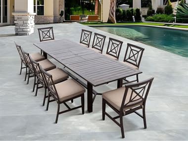 Darlee Outdoor Living Atlantis Walnut Aluminum Dining Set in Beige DAN235011PCSLEBEIGE