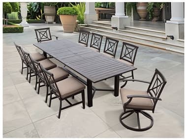 Darlee Outdoor Living Atlantis Walnut Aluminum Dining Set in Beige DAN235011PCSRLEBEIGE