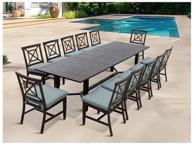 Darlee Outdoor Living Atlantis Walnut Aluminum Dining Set in Spa DAN235013PCSLESPA