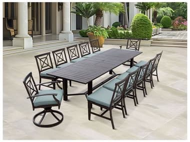 Darlee Outdoor Living Atlantis Walnut Aluminum Dining Set in Spa DAN235013PCSRLESPA