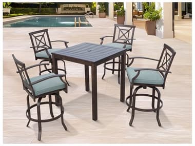 Darlee Outdoor Living Atlantis Walnut Aluminum Dining Set in Spa DAN23505PCFSPA