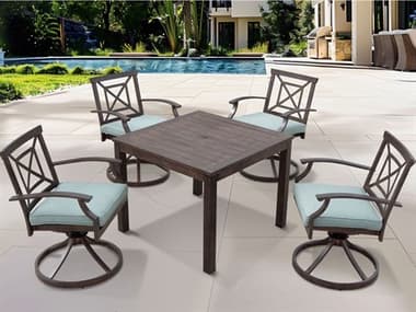 Darlee Outdoor Living Atlantis Walnut Aluminum Dining Set in Spa DAN23505PCRISPA