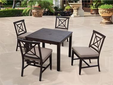 Darlee Outdoor Living Atlantis Walnut Aluminum Dining Set in Beige DAN23505PCSIBEIGE