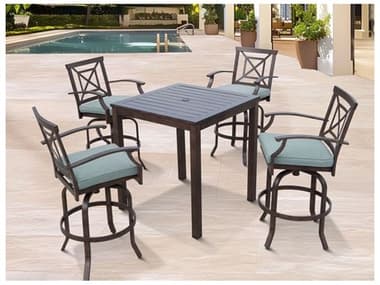 Darlee Outdoor Living Atlantis Walnut Aluminum Cushion Bar Stool in Spa DAN235072SPA