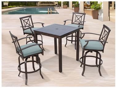 Darlee Outdoor Living Atlantis Walnut Aluminum Cushion Bar Stool in Spa DAN235074SPA