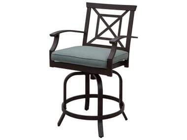 Darlee Outdoor Living Atlantis Walnut Aluminum Cushion Counter Stool in Spa DAN23507CH4SPA