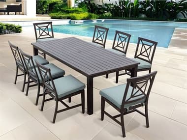 Darlee Outdoor Living Atlantis Walnut Aluminum Dining Set in Spa DAN23509PCSLSPA