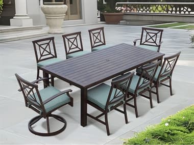 Darlee Outdoor Living Atlantis Walnut Aluminum Dining Set in Spa DAN23509PCSRLSPA