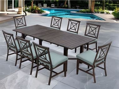 Darlee Outdoor Living Atlantis Walnut Aluminum Dining Set in Spa DAN23509PCSSESPA