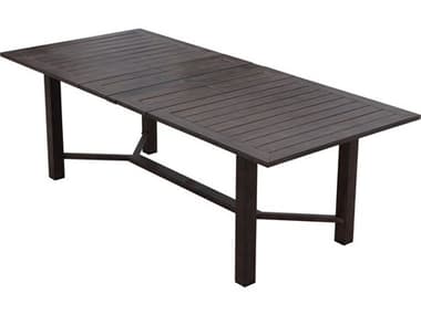 Darlee Outdoor Living Atlantis Walnut Aluminum Rectangular Umbrella Hole Dining Table DAN2350SE