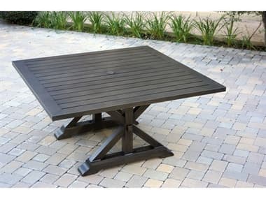 Darlee Outdoor Living Brooklyn Cast Aluminum Multibrown 59'' Wide Square Dining Table with Umbrella Hole DAN27W