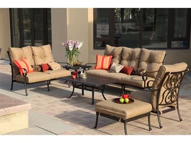 Darlee Outdoor Living Santa Anita Cast Aluminum Antique Bronze 6 Piece Deep Seating Lounge Set DAN3011286PC88AB