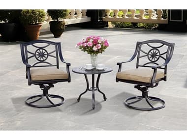Darlee Outdoor Living St. Cruz Antique Bronze Cast Aluminum Lounge Set in Spicy Chill with 24'' Wide Round End Table DANDL1013PC26R