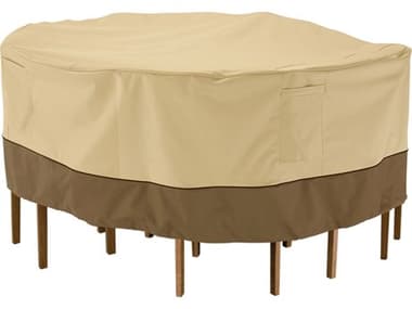 Duck Covers Veranda Pebble 110 Inch X-Large Round Patio Table &amp; Chair Set Cover DC5578205150100