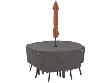 Duck Covers Ravenna Dark Taupe 62 Inch Round Table &amp; Chairs Set Cover with Hole DC55800025101EC