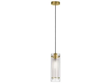 Dainolite Pasha 1-Light Aged Brass Cylinder Mini Pendant DN22152CFAGB
