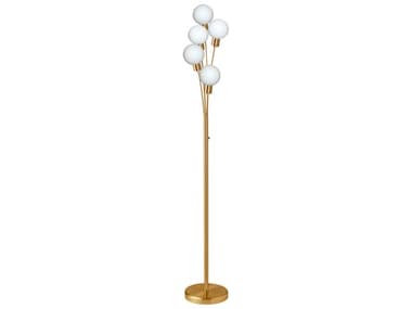 Dainolite Budding Branch Aged Brass White Glass Floor Lamp DN306FAGB