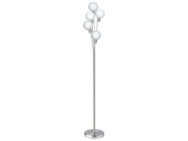 Dainolite Budding Branch Satin Chrome White Glass Silver Floor Lamp DN306FSC