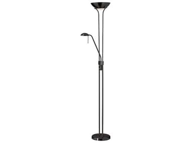 Dainolite Mother And Son Matte Black White Glass Floor Lamp DN505FMB