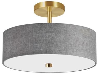 Dainolite Everly 3-Light Grey Aged Brass Drum Semi Flush Mount DN571143SFAGBGRY