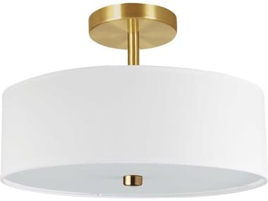 Dainolite Everly 3-Light Aged Brass White Drum Semi Flush Mount DN571143SFAGBWH