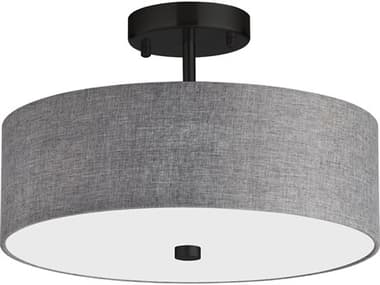 Dainolite Everly 3-Light Grey Matte Black Drum Semi Flush Mount DN571143SFMBGRY