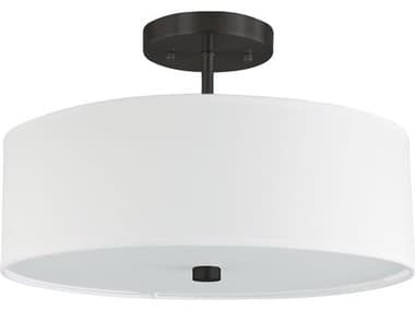 Dainolite Everly 3-Light Matte Black White Drum Semi Flush Mount DN571143SFMBWH