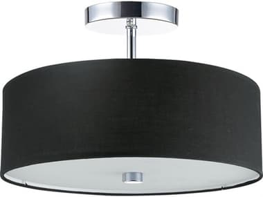 Dainolite Everly 3-Light Black Polished Chrome Drum Semi Flush Mount DN571143SFPCBK