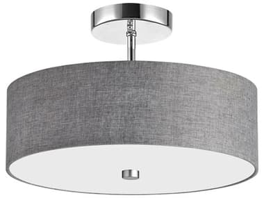 Dainolite Everly 3-Light Grey Polished Chrome Drum Semi Flush Mount DN571143SFPCGRY
