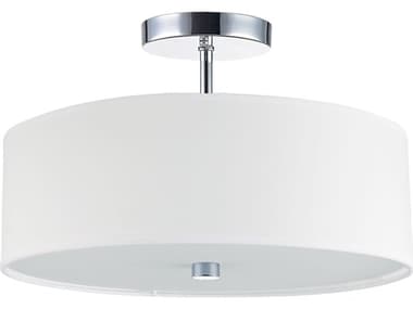 Dainolite Everly 3-Light Polished Chrome White Drum Semi Flush Mount DN571143SFPCWH