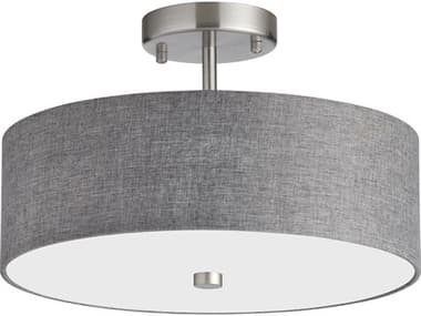 Dainolite Everly 3-Light Grey Satin Chrome Drum Semi Flush Mount DN571143SFSCGRY