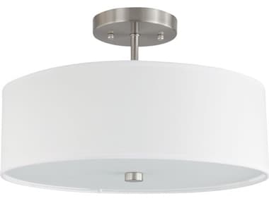 Dainolite Everly 3-Light Satin Chrome White Drum Semi Flush Mount DN571143SFSCWH