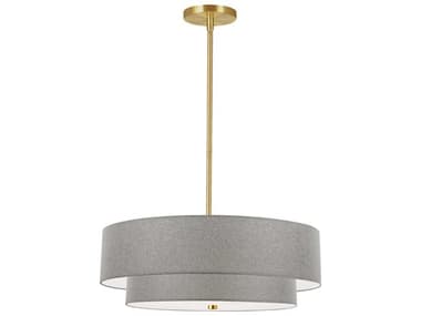 Dainolite Everly 4-Light Aged Brass Grey Drum Tiered Pendant DN571224PAGBGRY