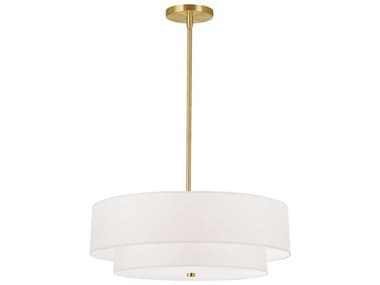 Dainolite Everly 4-Light Aged Brass White Drum Tiered Pendant DN571224PAGBWH