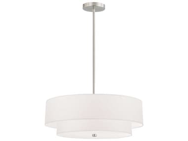 Dainolite Everly 4-Light Satin Chrome White Drum Tiered Pendant DN571224PSCWH