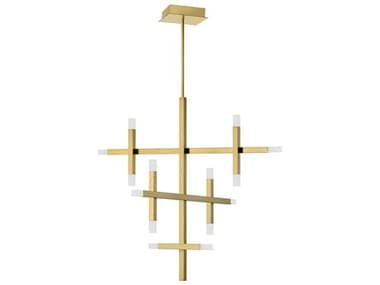 Dainolite Acasia 14-Light Aged Brass Geometric Linear Tiered Chandelier DNACS3656CAGBFR