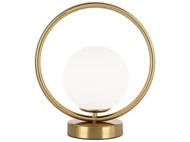 Dainolite Adrienna Aged Brass Opal White Glass Table Lamp DNADR101TAGB