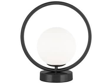 Dainolite Adrienna Matte Black Opal White Glass Table Lamp DNADR101TMB
