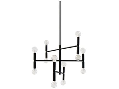 Dainolite Ava 12-Light Matte Black Linear Tiered Chandelier DNAVA2012CMB