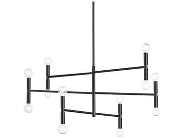 Dainolite Ava 12-Light Matte Black Linear Tiered Chandelier DNAVA3012CMB