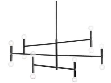 Dainolite Ava 12-Light Matte Black Linear Tiered Chandelier DNAVA4012CMB