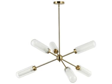 Dainolite Balbina 6-Light Aged Brass Linear Sputnik Chandelier DNBBA406CAGB