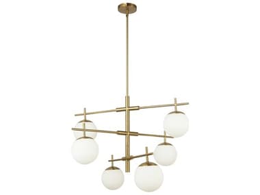 Dainolite Caelia 6-Light Aged Brass Globe Geometric Linear Chandelier DNCAE306CAGB