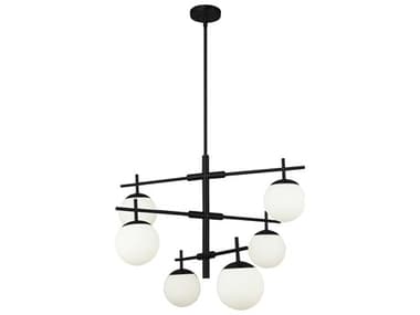 Dainolite Caelia 6-Light Matte Black Globe Geometric Linear Chandelier DNCAE306CMB