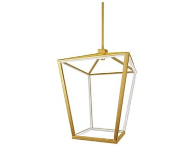Dainolite Cage 12-Light Aged Brass White Geometric Lantern Pendant DNCAG2046CAGB