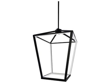 Dainolite Cage 12-Light Matte Black White Geometric Lantern Pendant DNCAG2046CMB