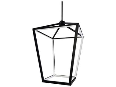 Dainolite Cage 12-Light Matte Black White Geometric Lantern Pendant DNCAG2664CMB