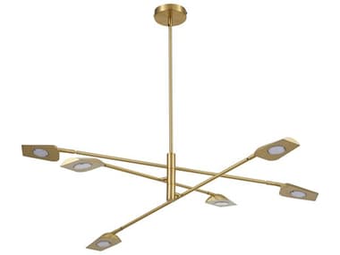 Dainolite Cari 6-Light Aged Brass Geometric Linear Chandelier DNCAR4030LEDCAGB